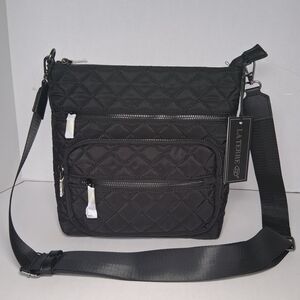 La Terre Black Quilted Crossbody Bag